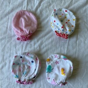 Like New! Set of 4 Newborn Baby Girl Scratch Mittens